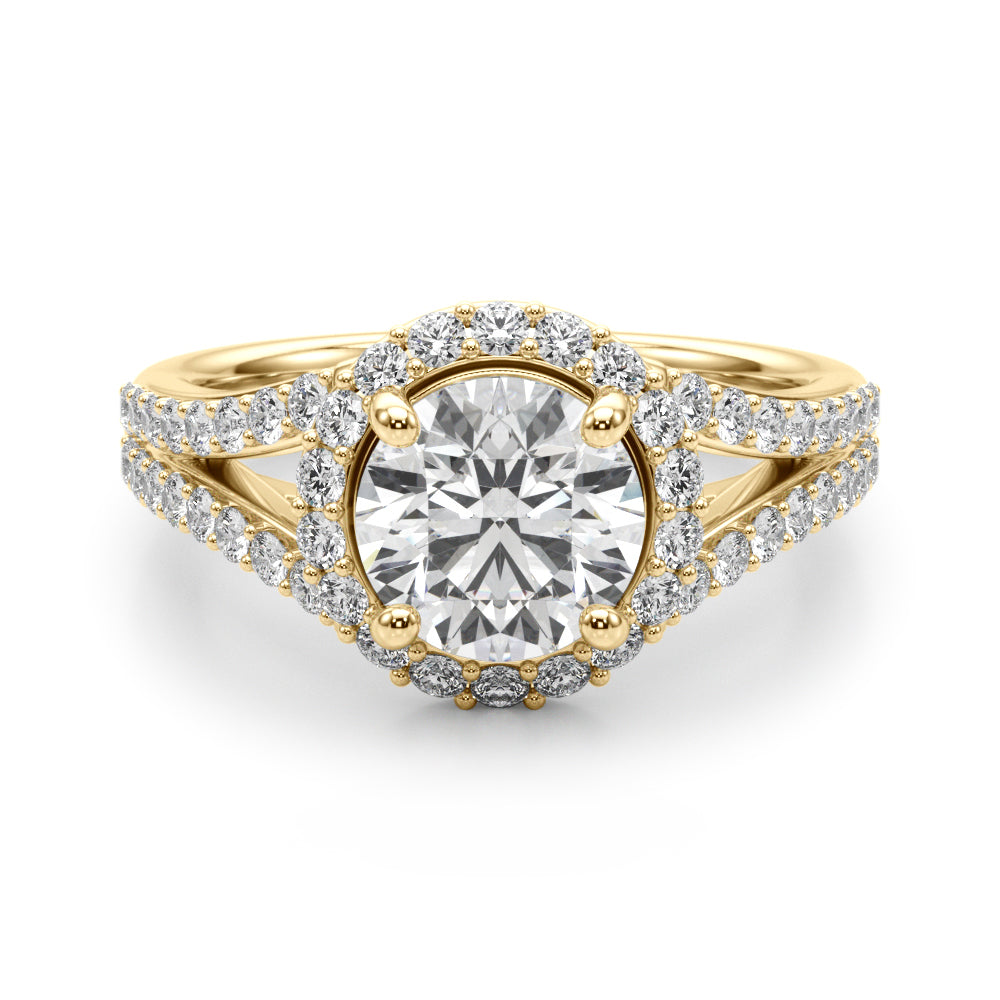 Split Shank Round Halo Engagement Ring