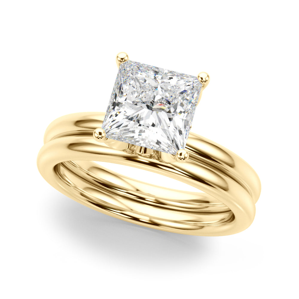 Floral Princess Cut Engagement Ring