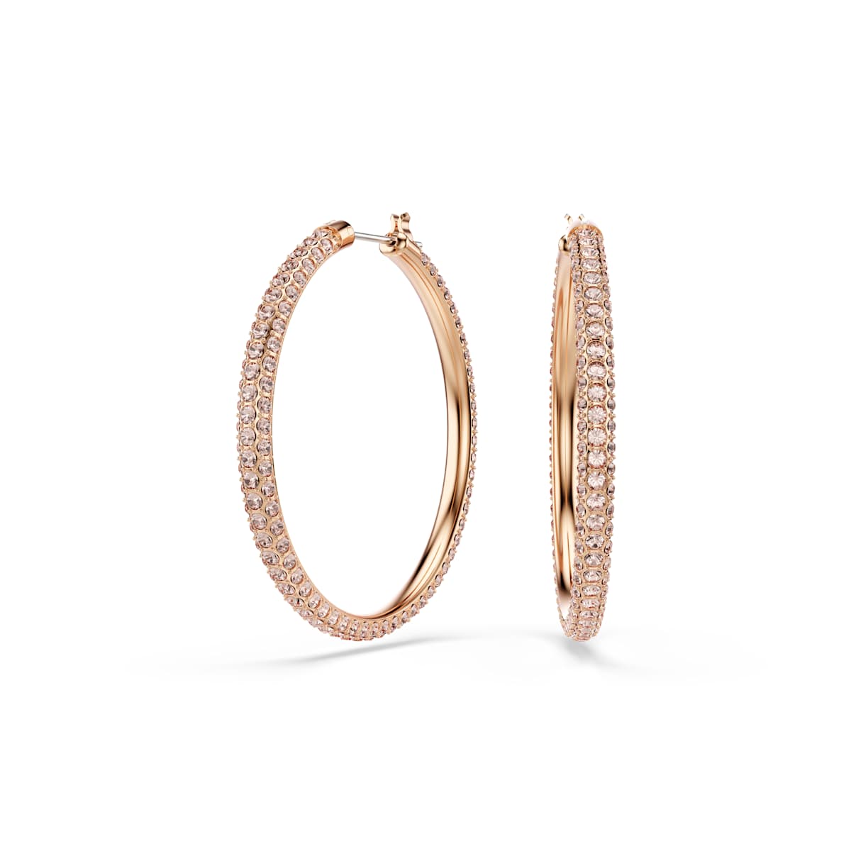 Swarovski Dextera Hoop Earrings, Pave, Large, White, Rose gold-tone plated