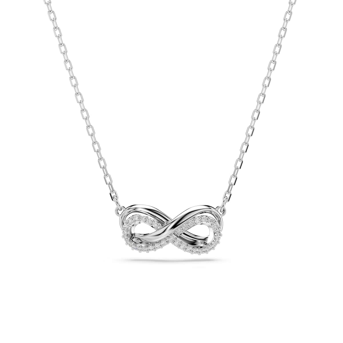 Swarovski Hyperbola Pendant, Pavé, Infinity, White, Rhodium Plated