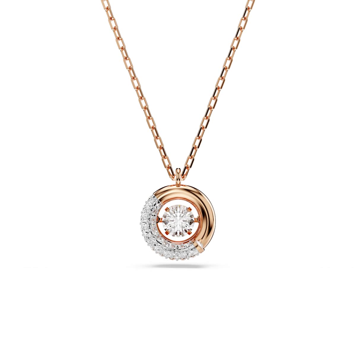 Swarovski Dextera Pendant, Round Cut, White, Rose Gold-Tone Plated