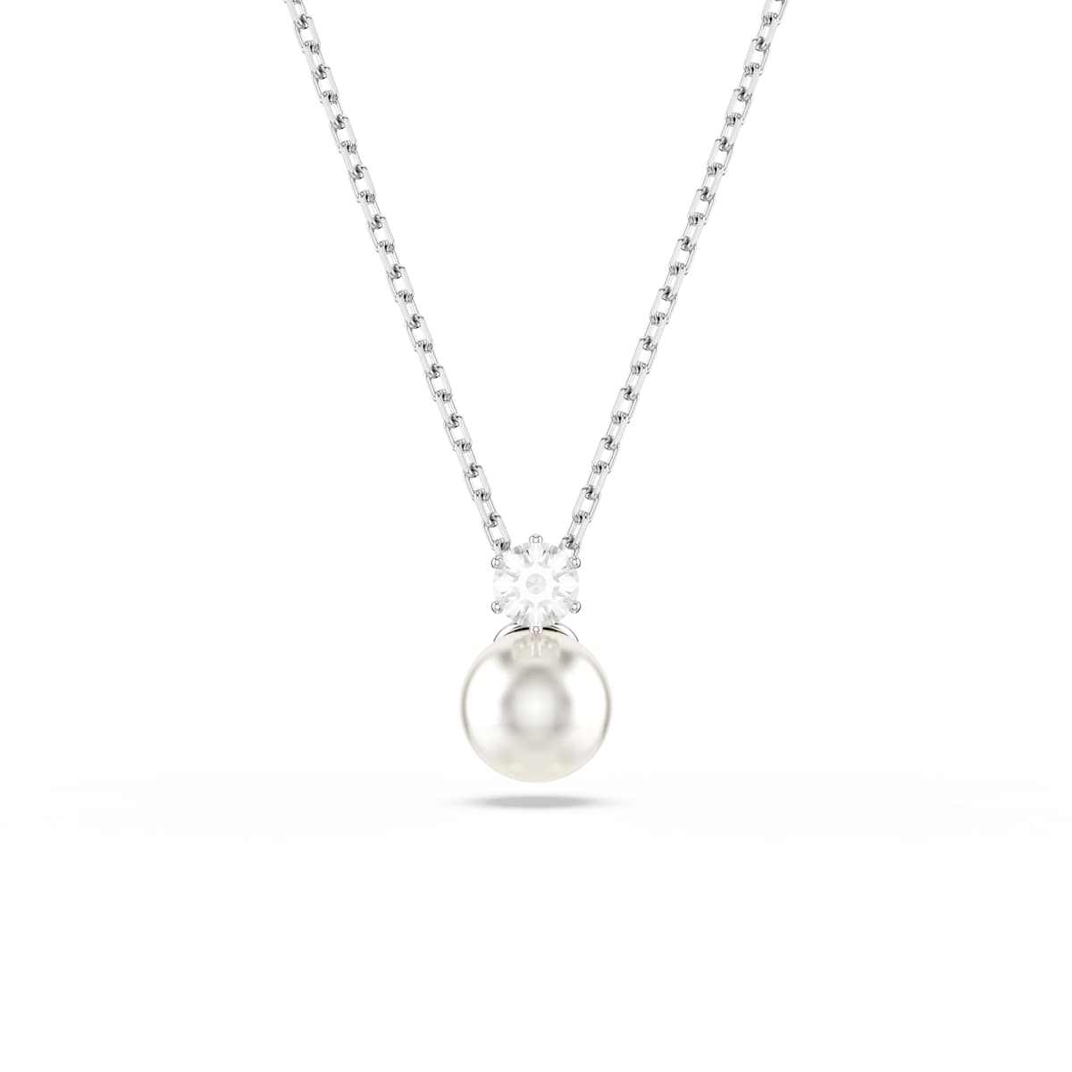 Swarovski Matrix Pendant, Crystal Pearl, Round Cut, White, Rhodium Plated