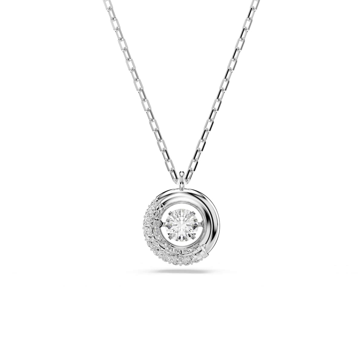 Swarovski Dextera Pendant, Round Cut, White, Rhodium Plated