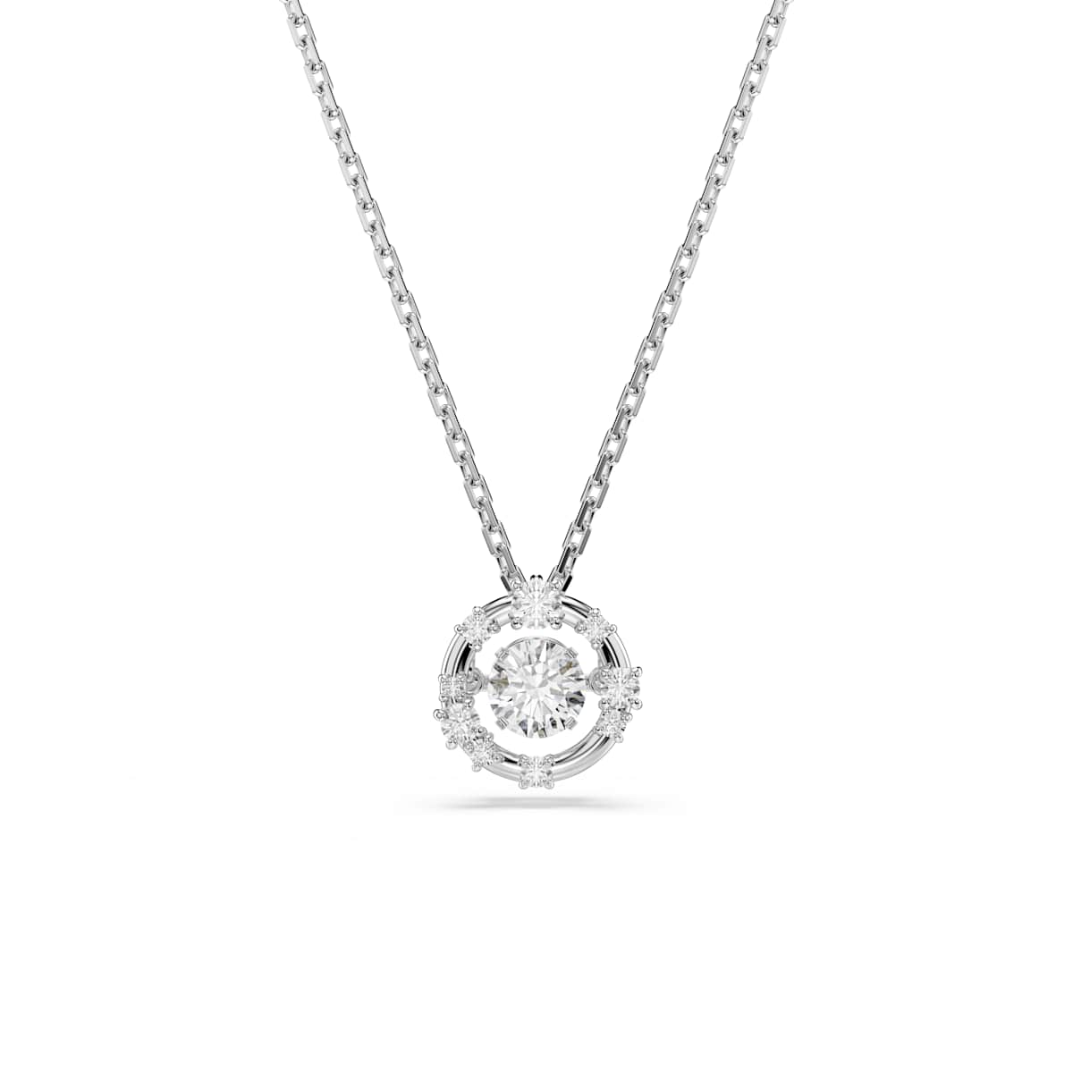 Swarovski Constella Dancing Stone Pendant, White, Rhodium Plated