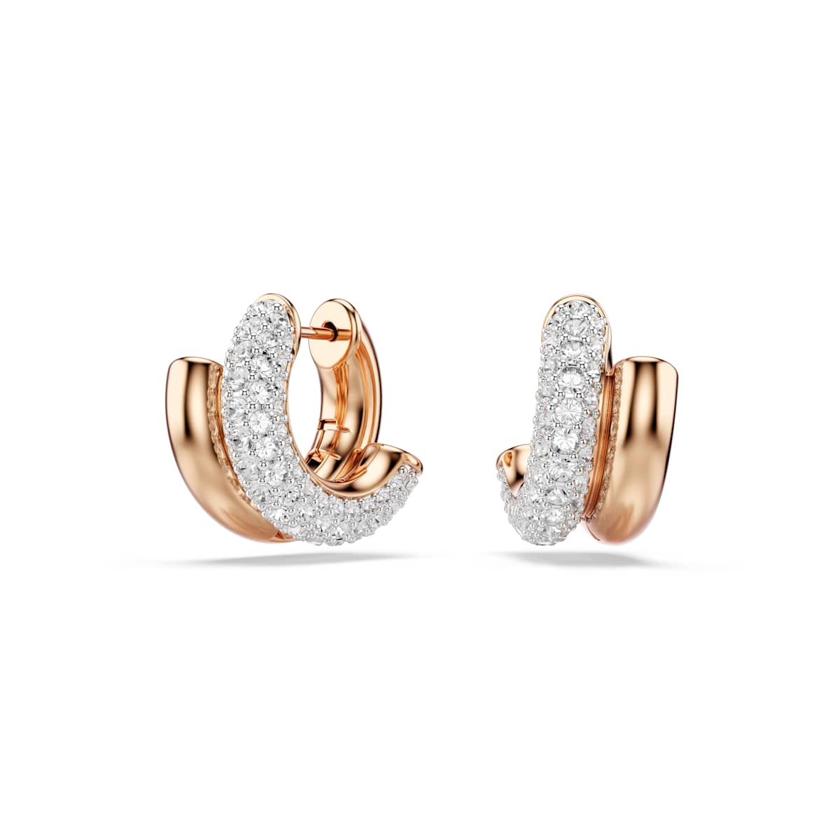 Swarovski Dextera Hoop Earrings, Round cut, Mini, White, Rose gold-tone plated