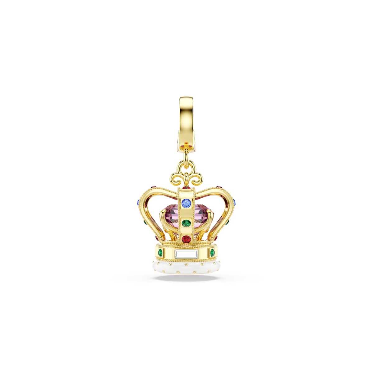 Swarovski Minions Crown Charm, Mixed cuts, Multicolored, Gold-tone plated