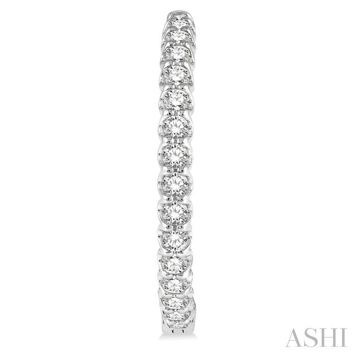 1 1/2 Ctw Inside-Out Round Cut Diamond Hoop Earrings in 14K White Gold