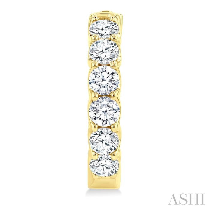 3 Ctw Inside-Out Embellished Round Cut Diamond Hoop Earrings in 14K Yellow Gold