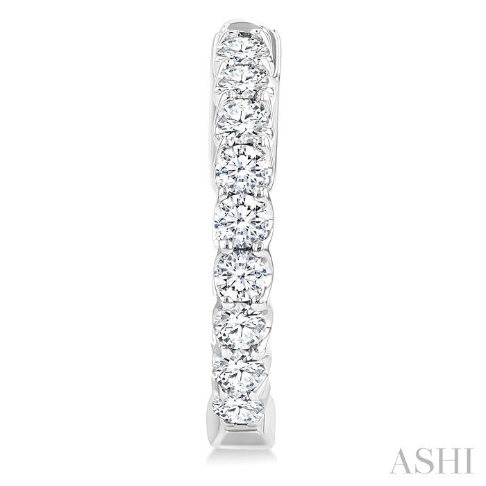 1 Ctw Inside-Out Embellished Round Cut Diamond Hoop Earrings in 14K White Gold
