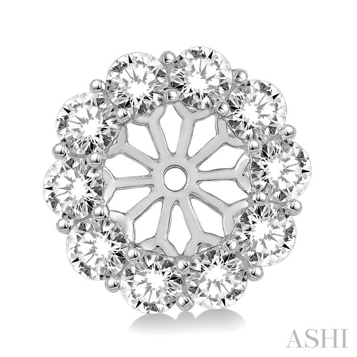 1 Ctw Round Cut Diamond Earrings Jacket in 14K White Gold