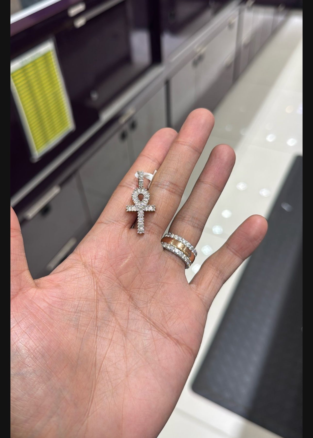 10k Yellow Gold and diamond Ankh Pendant