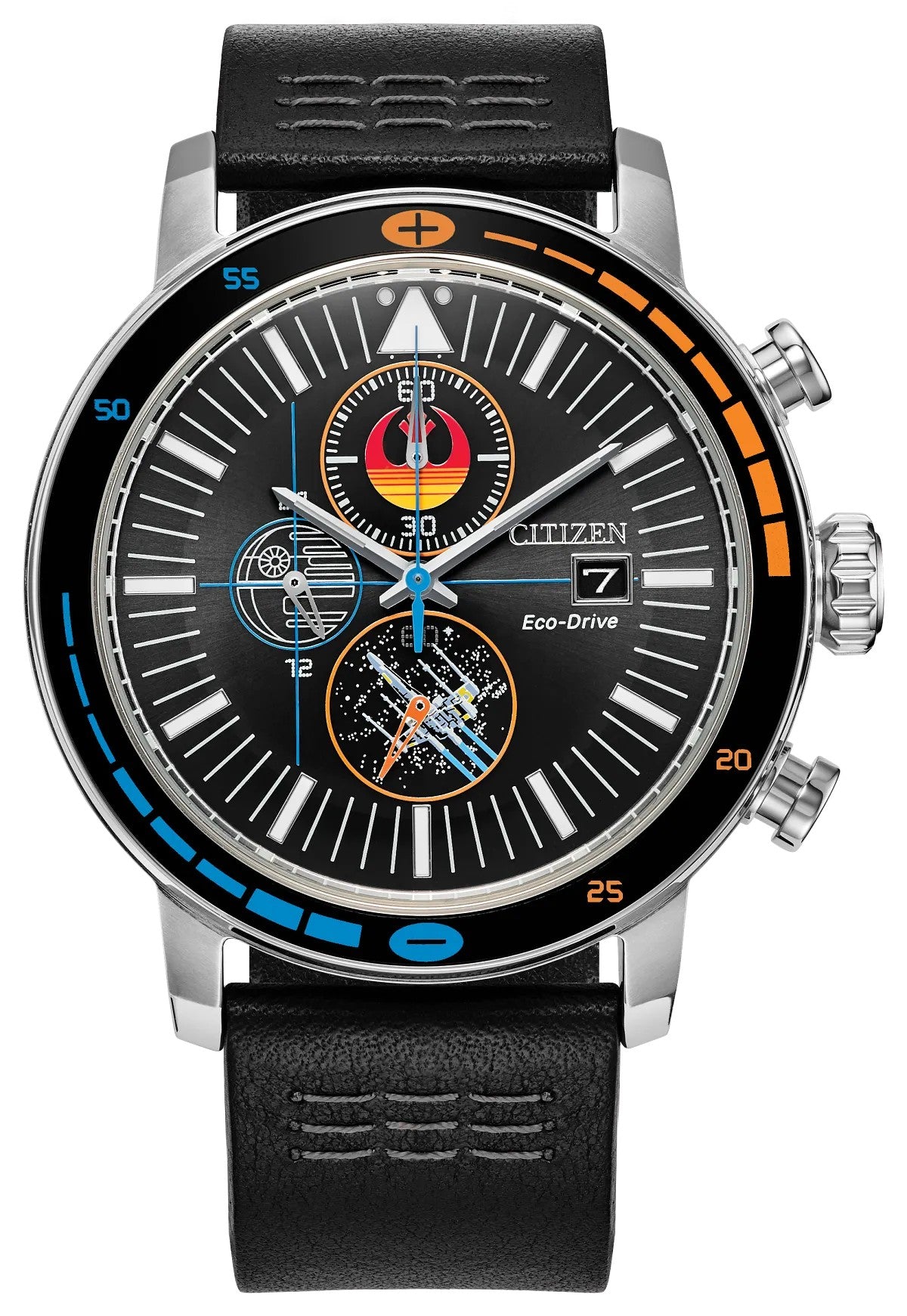 Citizen Rebel Starfighter Black Dial Leather Strap CA0870-43W CA087043W