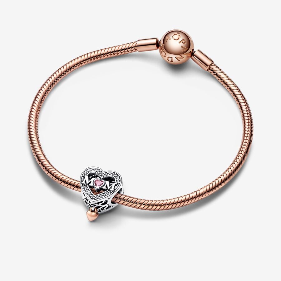 Two-tone Openwork Mom & Heart Charm