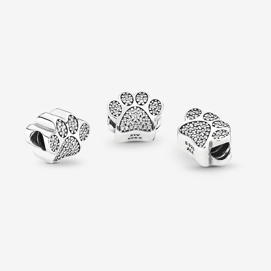 Sparkling Paw Print Charm