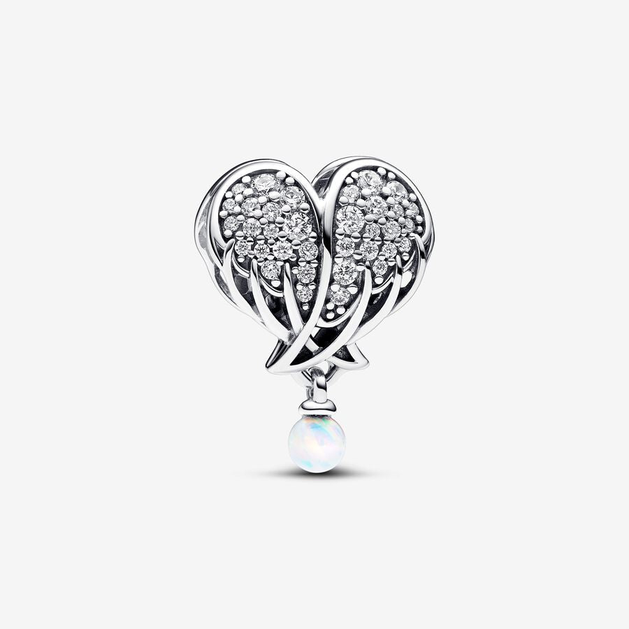 Opalescent Snowman and Hearts Charm Trio