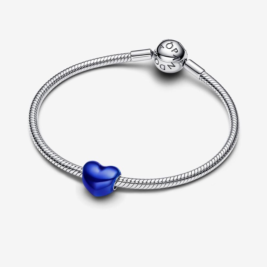 Metallic Blue Heart Charm