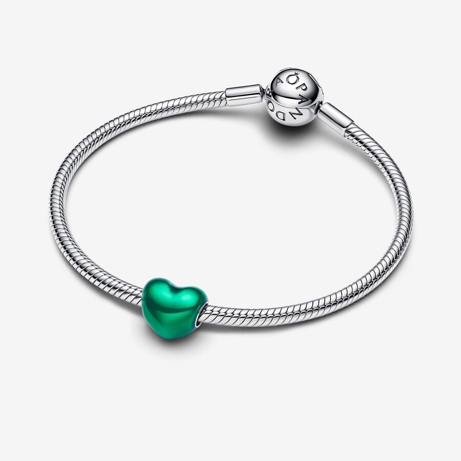Metallic Green Heart Charm