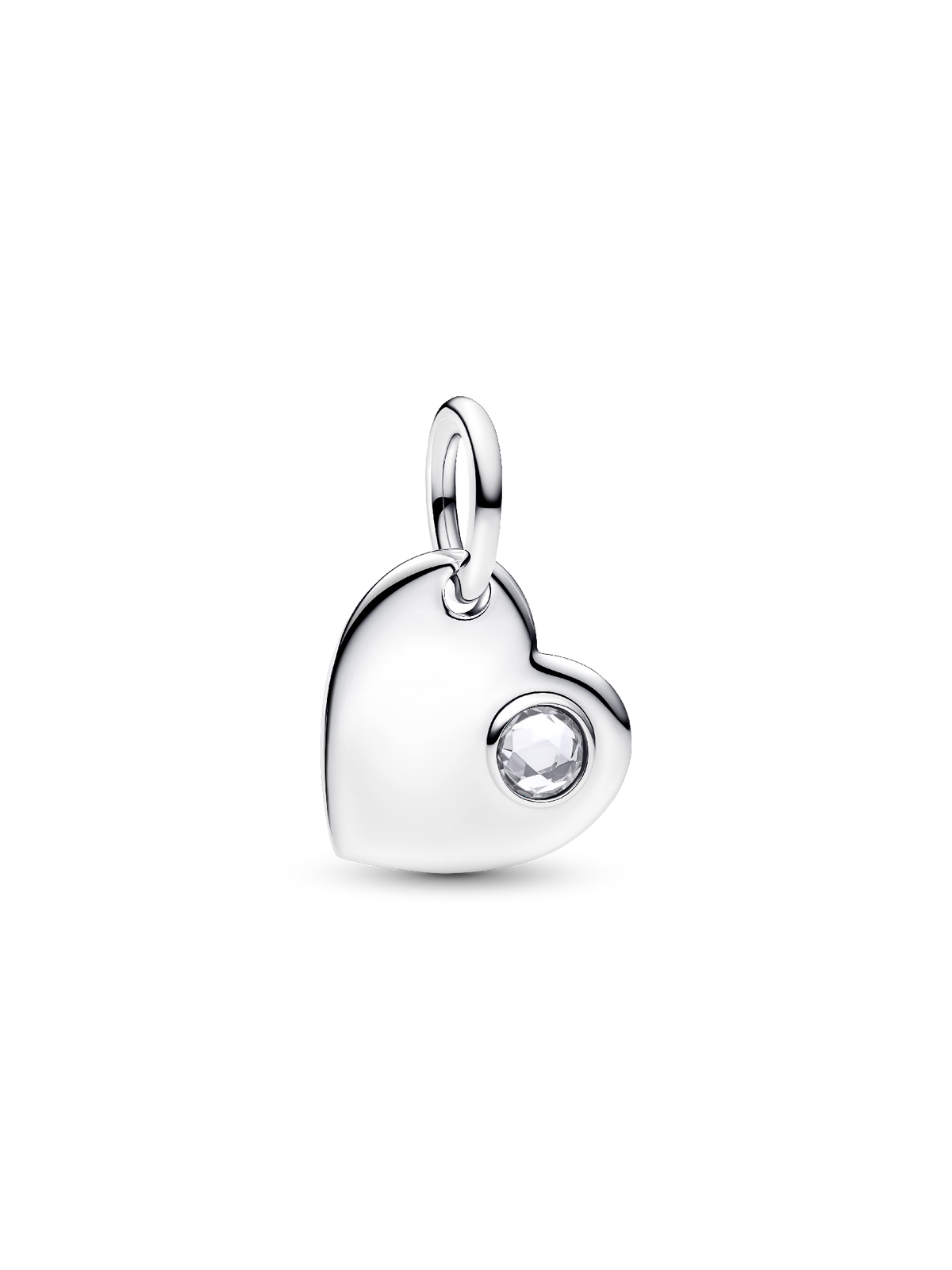 Pandora April Engravable Heart Clear Stone Dangle Charm