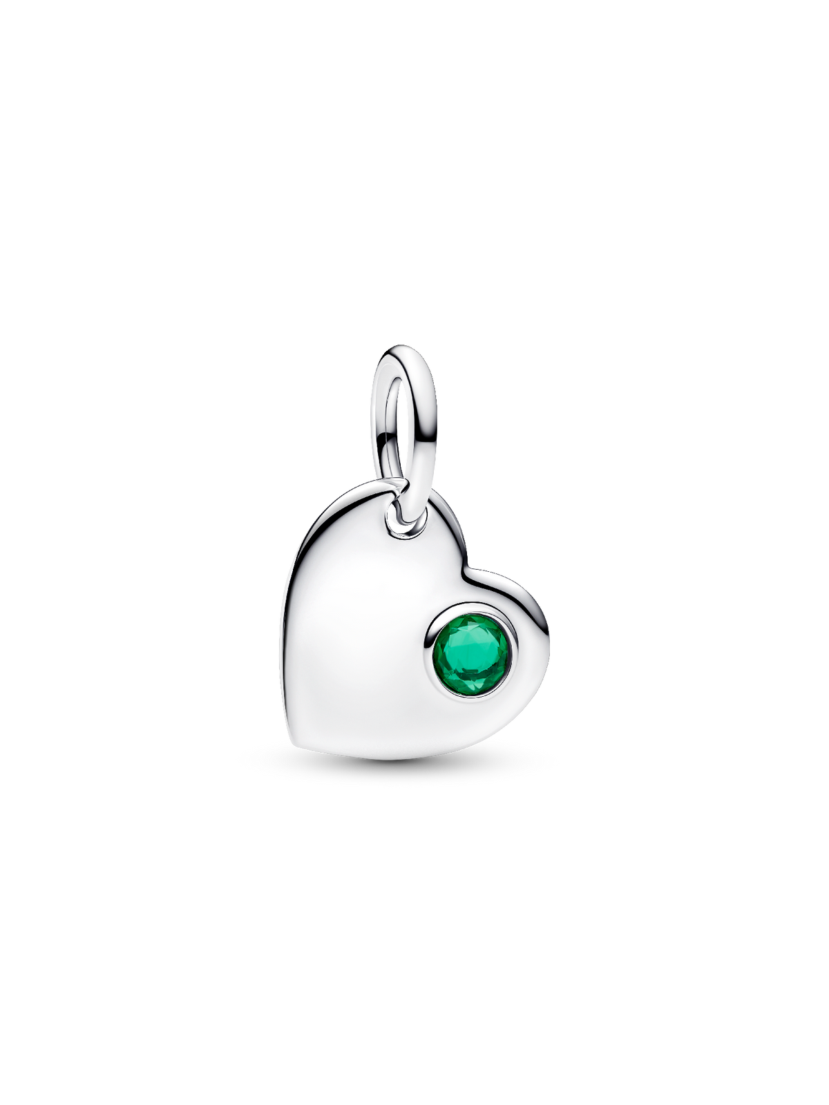 Pandora May Engravable Heart Green Stone Dangle Charm