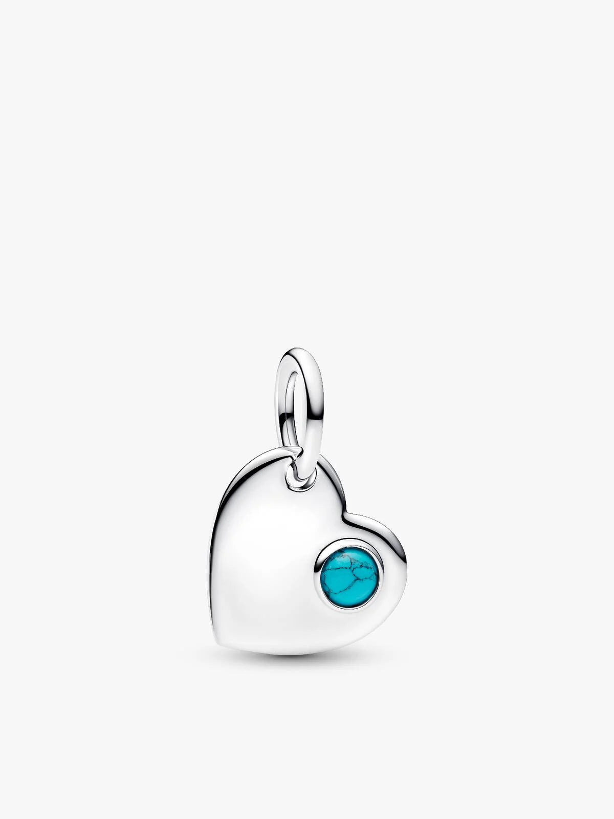 Pandora December Engravable Heart Turquoise Blue Stone Dangle Charm