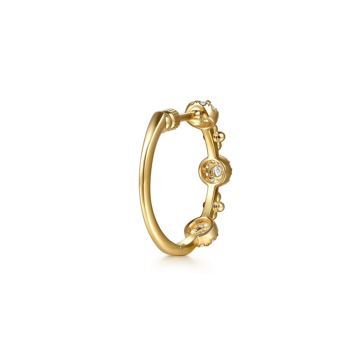 Gabriel & Co. 14K Yellow Gold Bujukan Diamond Cluster Classic Hoop Earrings .53ctw