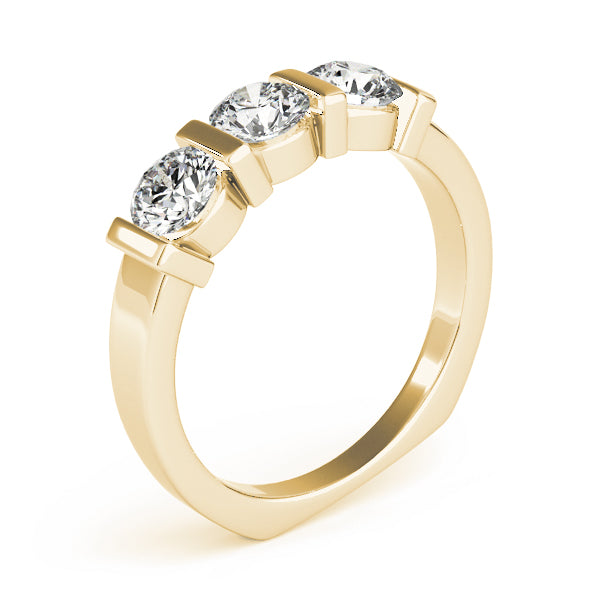 3-Stone Bar Set Round Engagement Ring