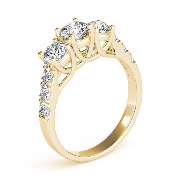3-Stone Split Prong Trellis Engagement Ring