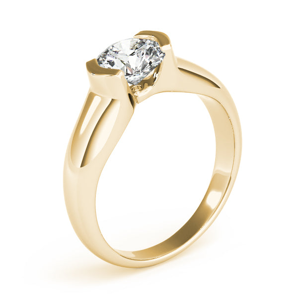 Round Half Bezel Solitaire Engagement Ring