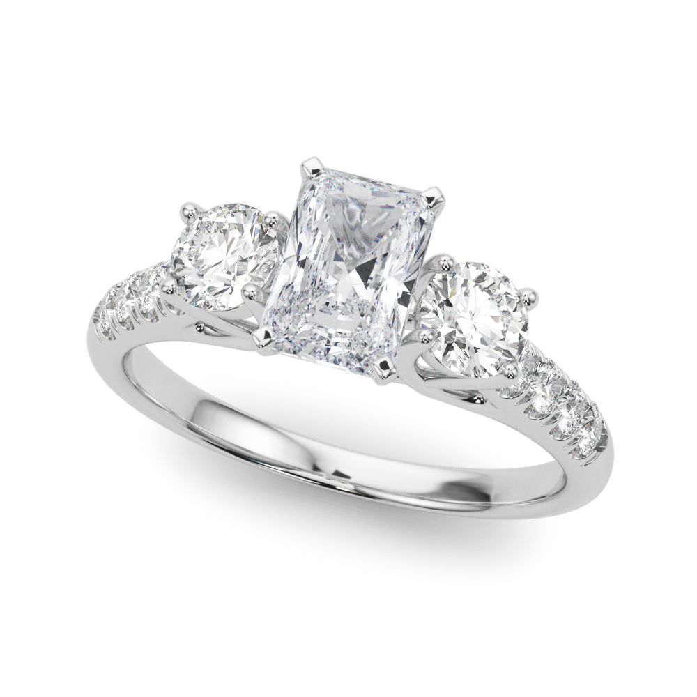3-Stone Single Row Engagement Ring