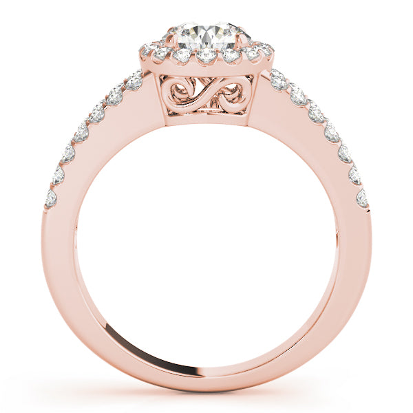 Double Row Split Shank Halo Engagement Ring