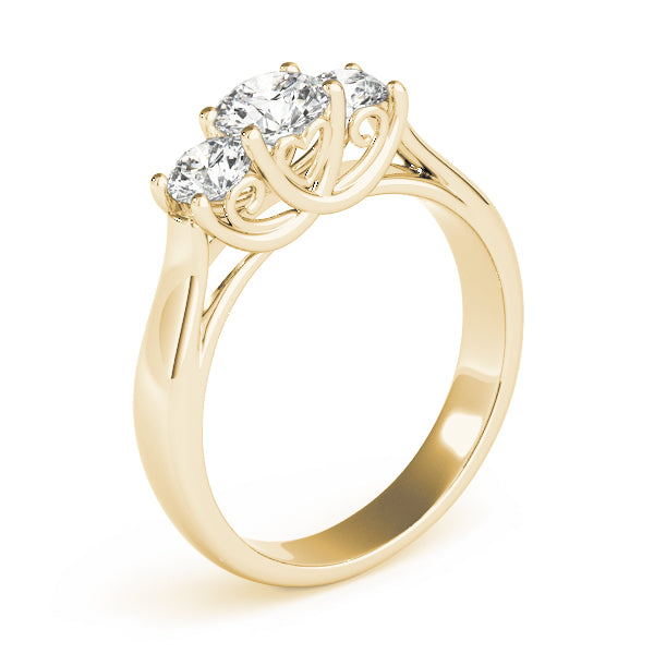 3-Stone Round Trellis Engagement Ring