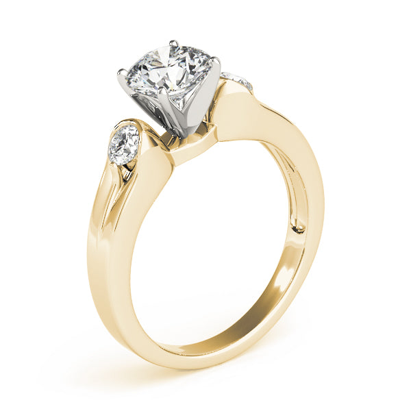 3-Stone Half Bezel Engagement Ring