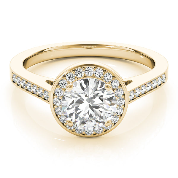 Single Row Accented Halo Bezel Set Engagement Ring