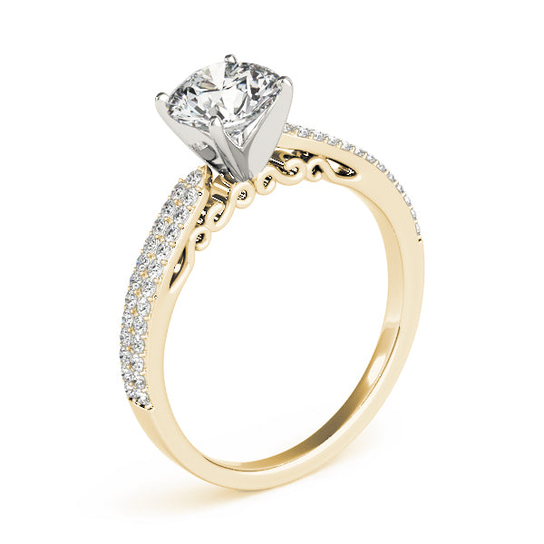 Double Row Pavé Solitaire Engagement Rings