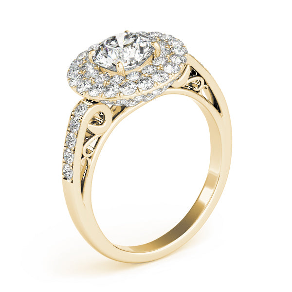 Single Row Double Halo Filigree Engagement Rings