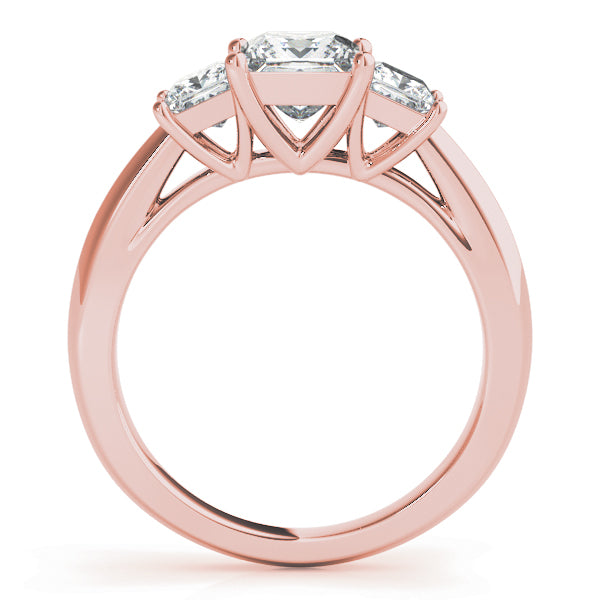 3-Stone Princess Cut Prong Set Engagement Ring