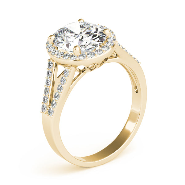Oval Halo Split Shank Engagement Ring