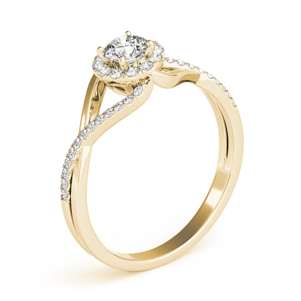 Bypass Halo Twisted Shank Engagement Ring