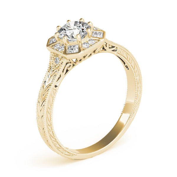 Vintage Style Halo Filigree Engagement Ring