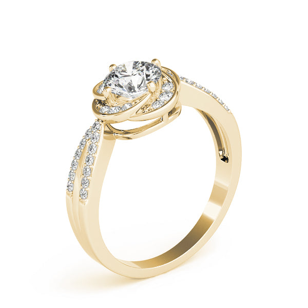 Multirow Twisted Halo Engagement Ring