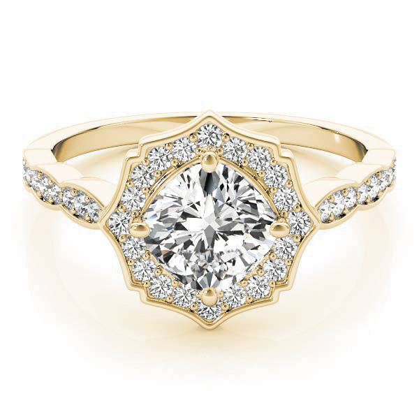 Scalloped Cushion Halo Ring