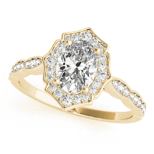 Vintage-Inspired Scalloped Halo Engagement Ring