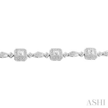 1/6 Ctw Square Shape Round Cut Diamond Bracelet in Sterling Silver