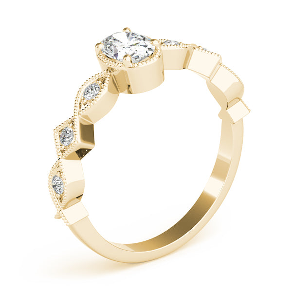 Vintage Single Row Milgrain Engagement Ring