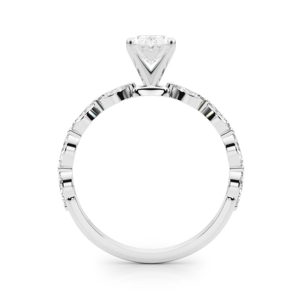 Single Shared Prong Marquise Side Engagement Ring