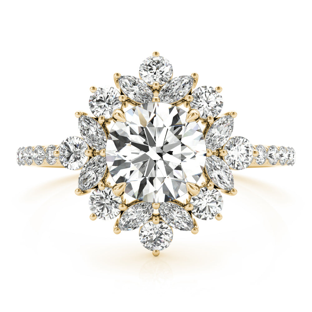 Mixed Shape Halo Round Engagement Ring