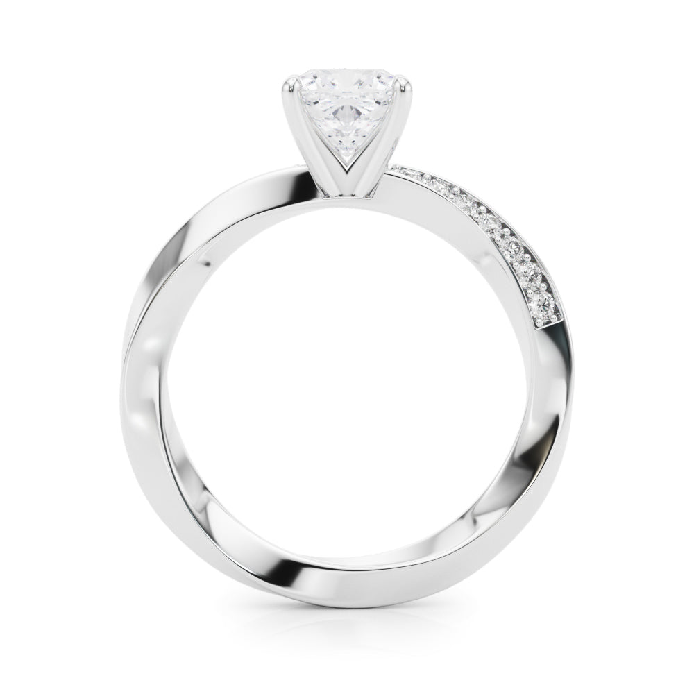 Single Row Twisted Prong Engagement Ring