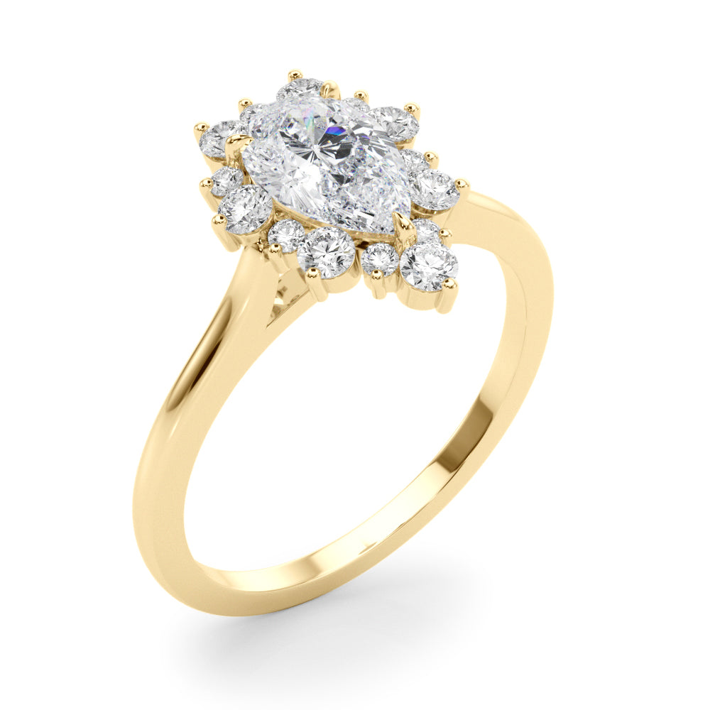 Pear Shape Solitaire Halo Engagement Ring