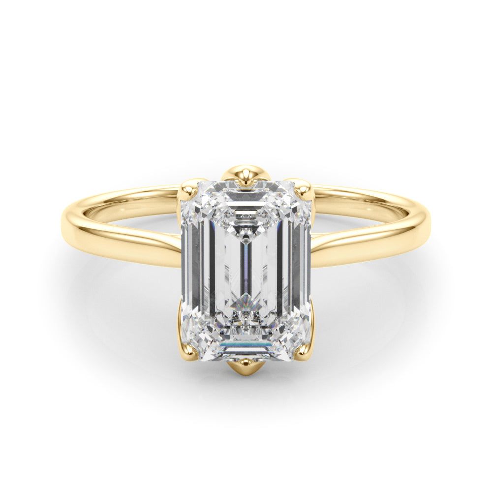 6-Prong Emerald Cut Floral Engagement Ring