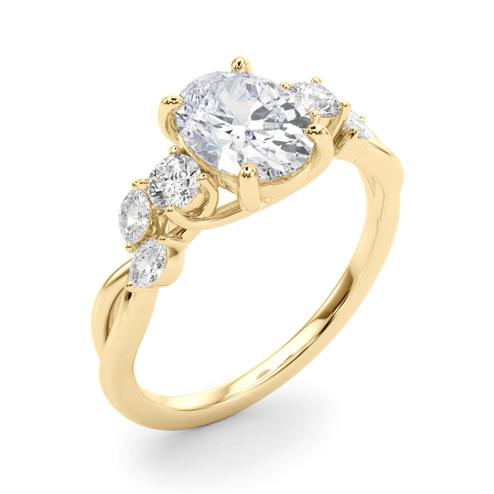 Scattered Oval Engagement Ring